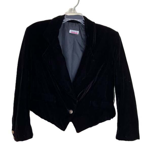 Avenue Road Velvet Blazer Single Button Jacket Dark Eggplant Vintage 90s Medium - Picture 4 of 6